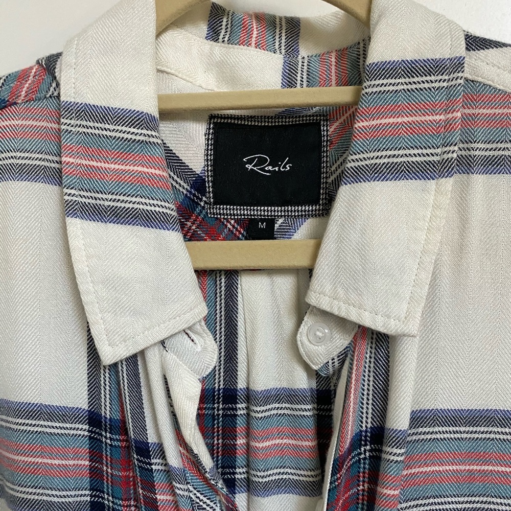 Rails White/Plaid Button Up Blouse - image 4